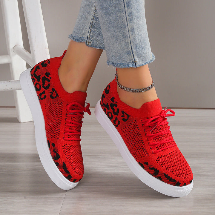Women’s sneakers with a breathable mesh upper and trendy animal print Lune London