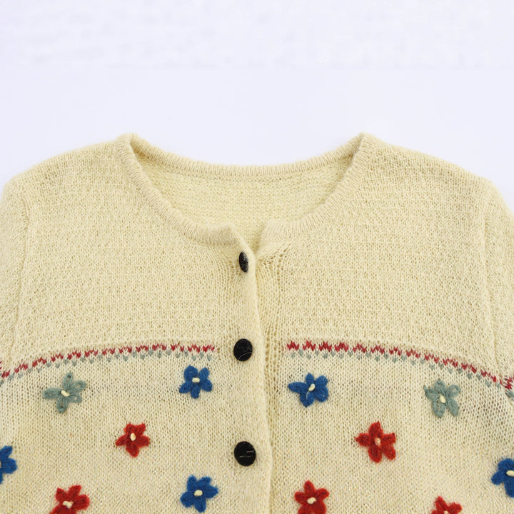 Knit jacket for women with floral design and elegant button trim Lune London
