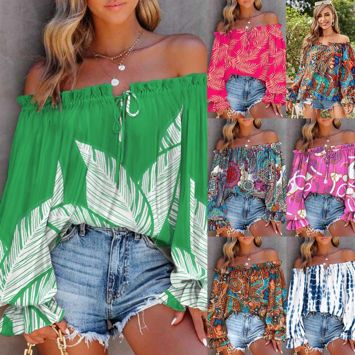 Woman Blouse Batik Off-Shoulder Lune London