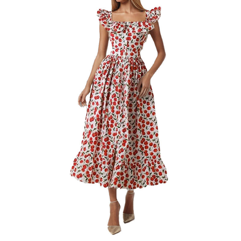 Robe maxi femme avec volants et imprimé floral Chic & Stil