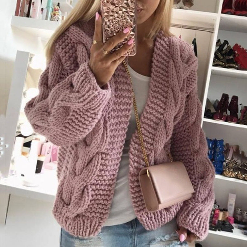 Women's knitted cardigan with elegant cable patterns Lune London