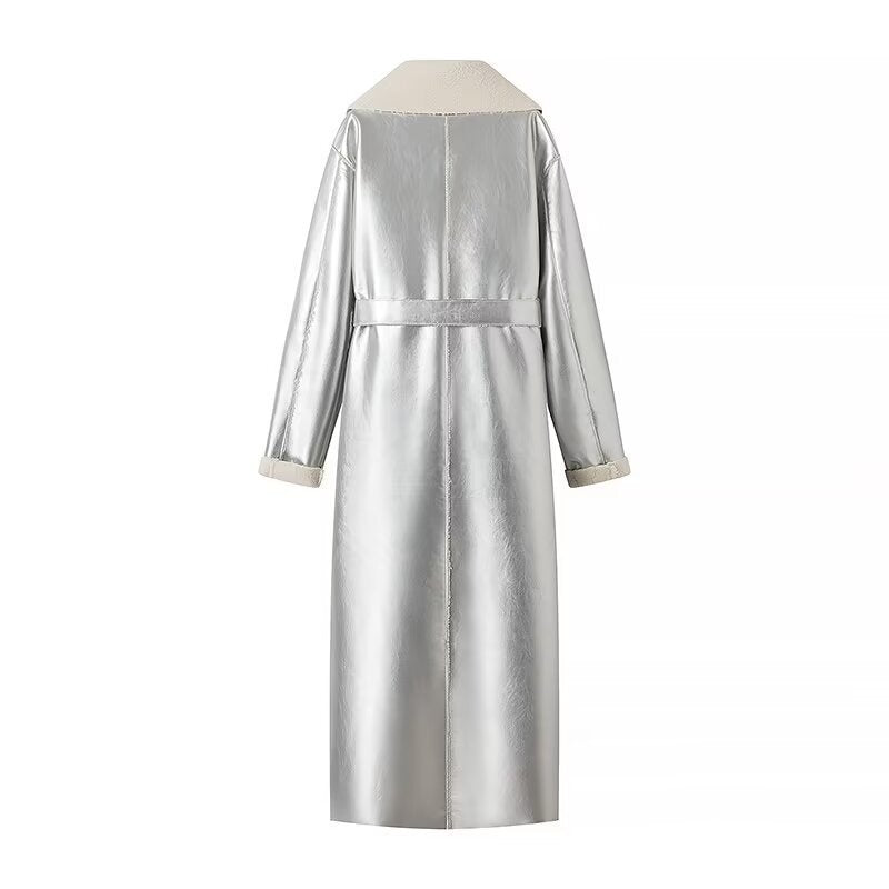 Manteau Élégant en Satin pour Femmes avec Col Doux et Ceinture à Nouer Chic & Stil