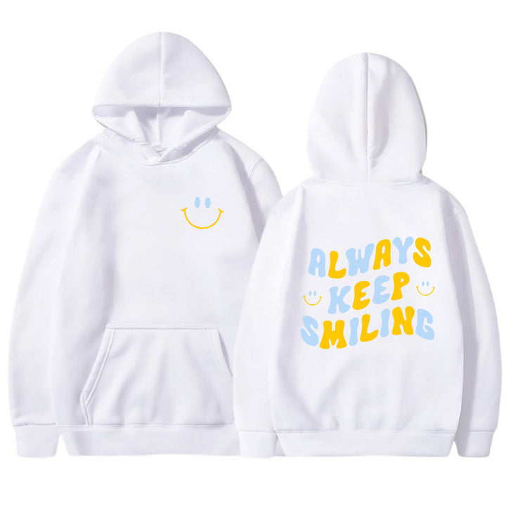Ladies hoodie with cheerful lettering and practical kangaroo pockets Lune London