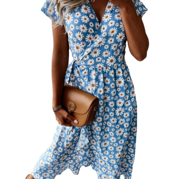 Chic and elegant floral wrap midi dress for women