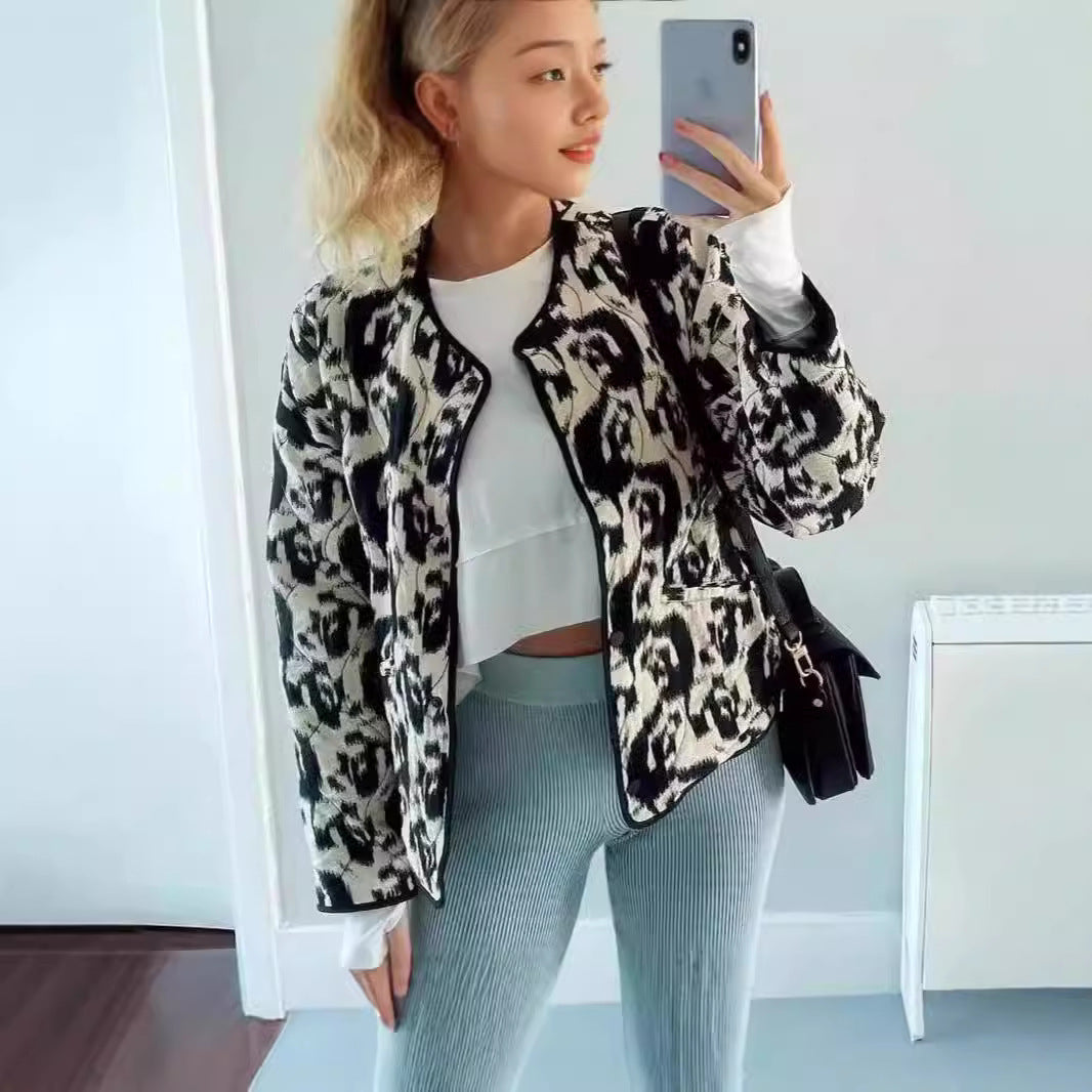 Ladies Trendy Chic Animal Print Padded Clothing