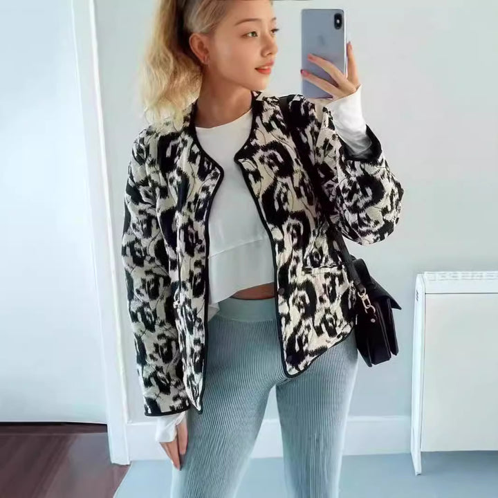 Ladies Trendy Chic Animal Print Padded Clothing