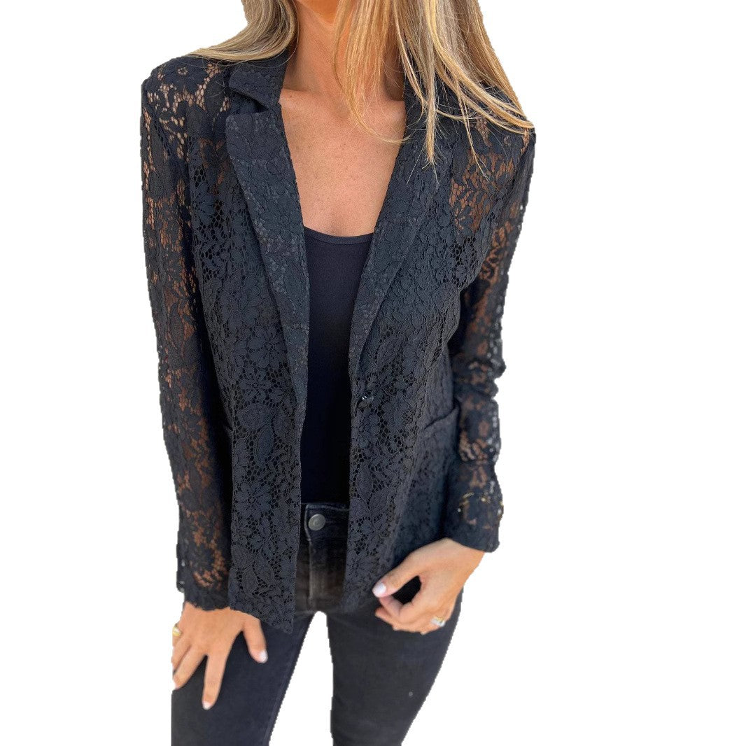 Chic and Stylish Transparent Lace Blazer for Women