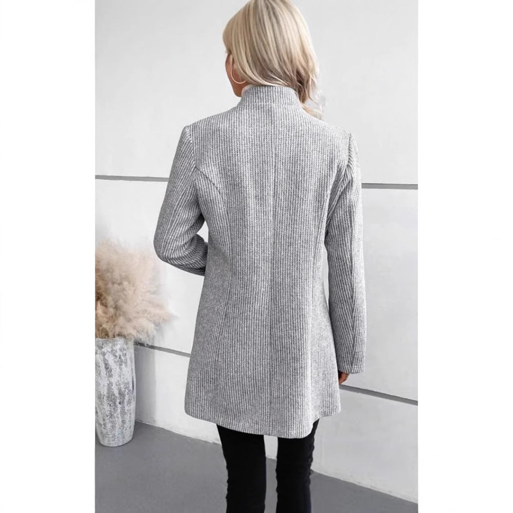 Elegant knit jacket for women with a lapel collar and subtle ribbed texture Lune London