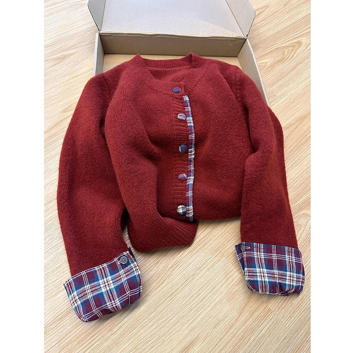 Cardigan femme avec motif à carreaux et détails de boutons élégants Chic & Stil