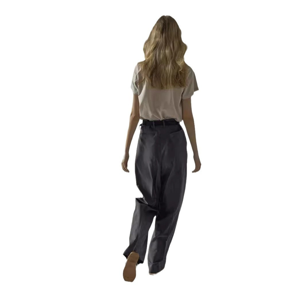 Pantalons larges élégants pour femmes taille haute avec ceinture Chic & Stil