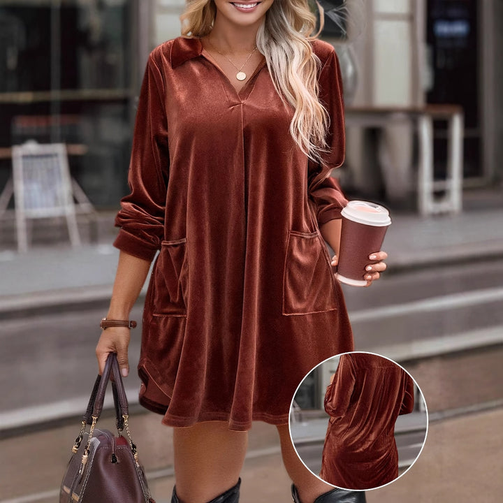 Lune London casual velvet hoodie dress for women