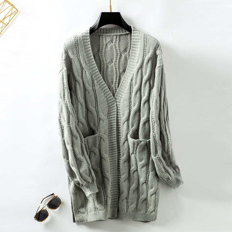 Women's knitted jacket with an elegant braided pattern Lune London