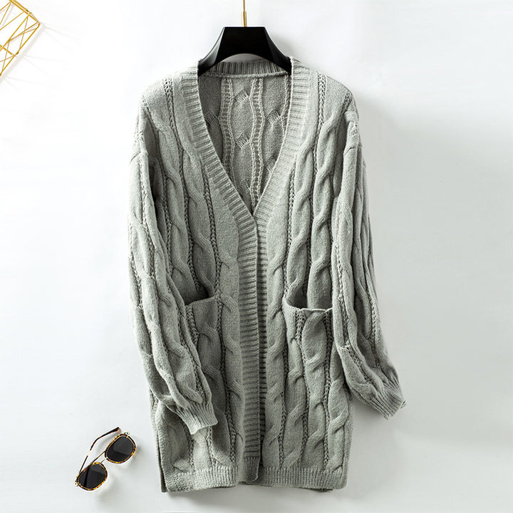 Women's knitted jacket with an elegant braided pattern Lune London