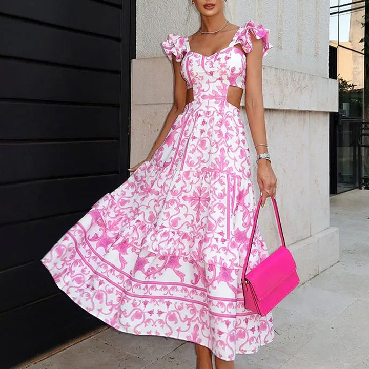 Robe maxi femme avec un design découpé romantique et des détails en volants Chic & Stil