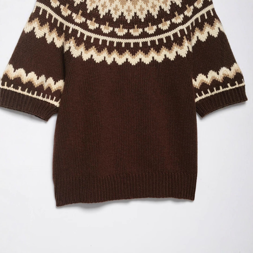 Pull en tricot pour femmes avec motif norvégien et épaules tombantes Chic & Stil