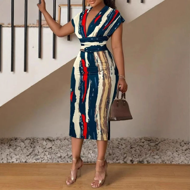 Chic and Style Women's Patchwork Denim Midi Dress
