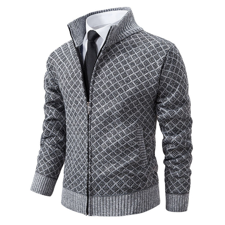 Men's knit jacket with high-quality textured pattern and zipper Lune London