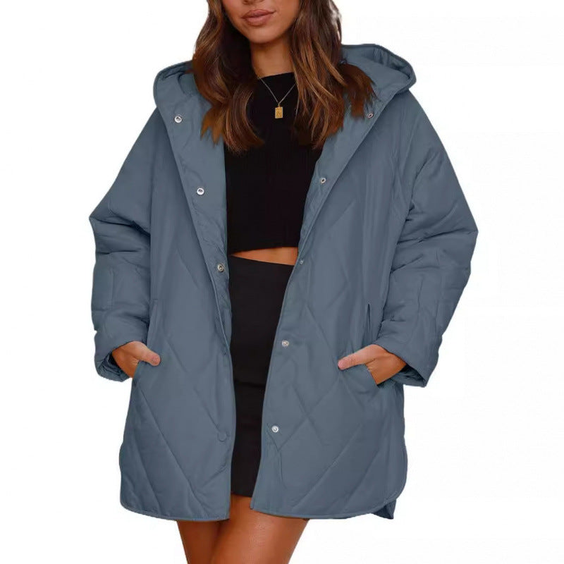 Ladies warm quilted jacket with hood Lune London