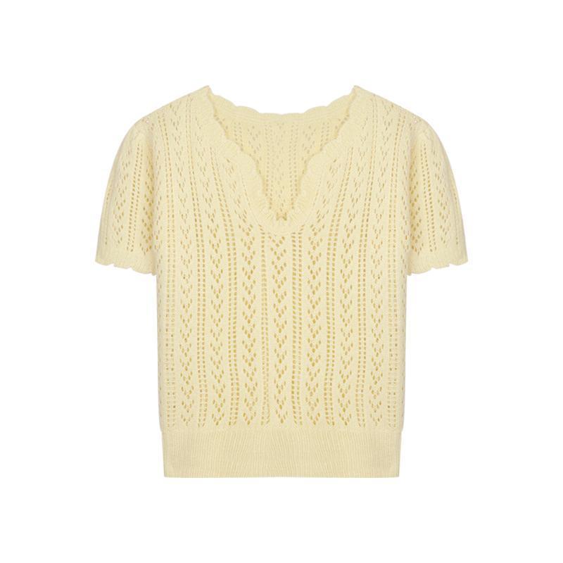 Knitted sweater for women with a feminine openwork pattern Lune London