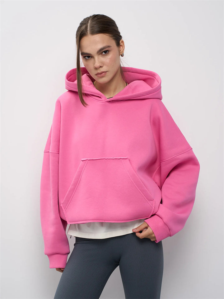 Women's oversized hoodie with kangaroo pocket and elastic cuffs