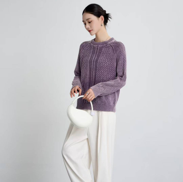 Pull féminin tendance avec design en câble texturé et encolure ronde Chic & Stil