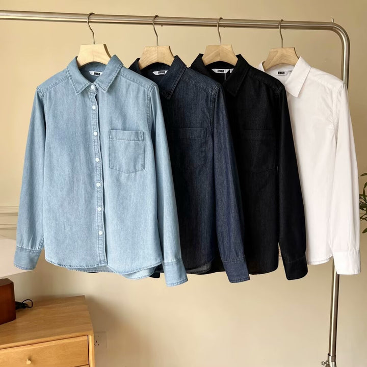 Chemise à manches longues élégante et polyvalente pour femme avec poche poitrine Chic & Stil
