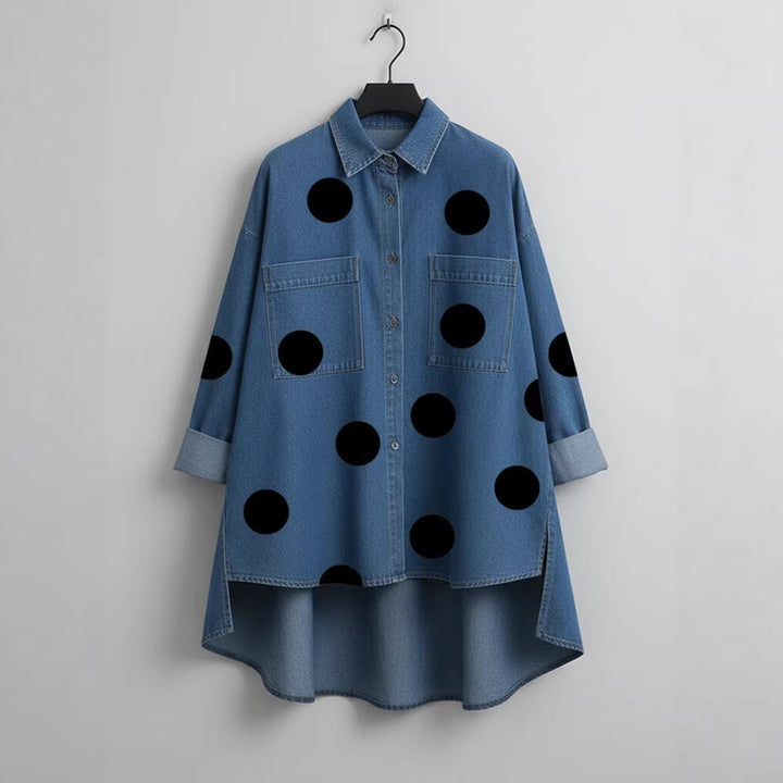 Women's Fashion Shirt Blouse with Extravagant Dots and Practical Pockets Lune London