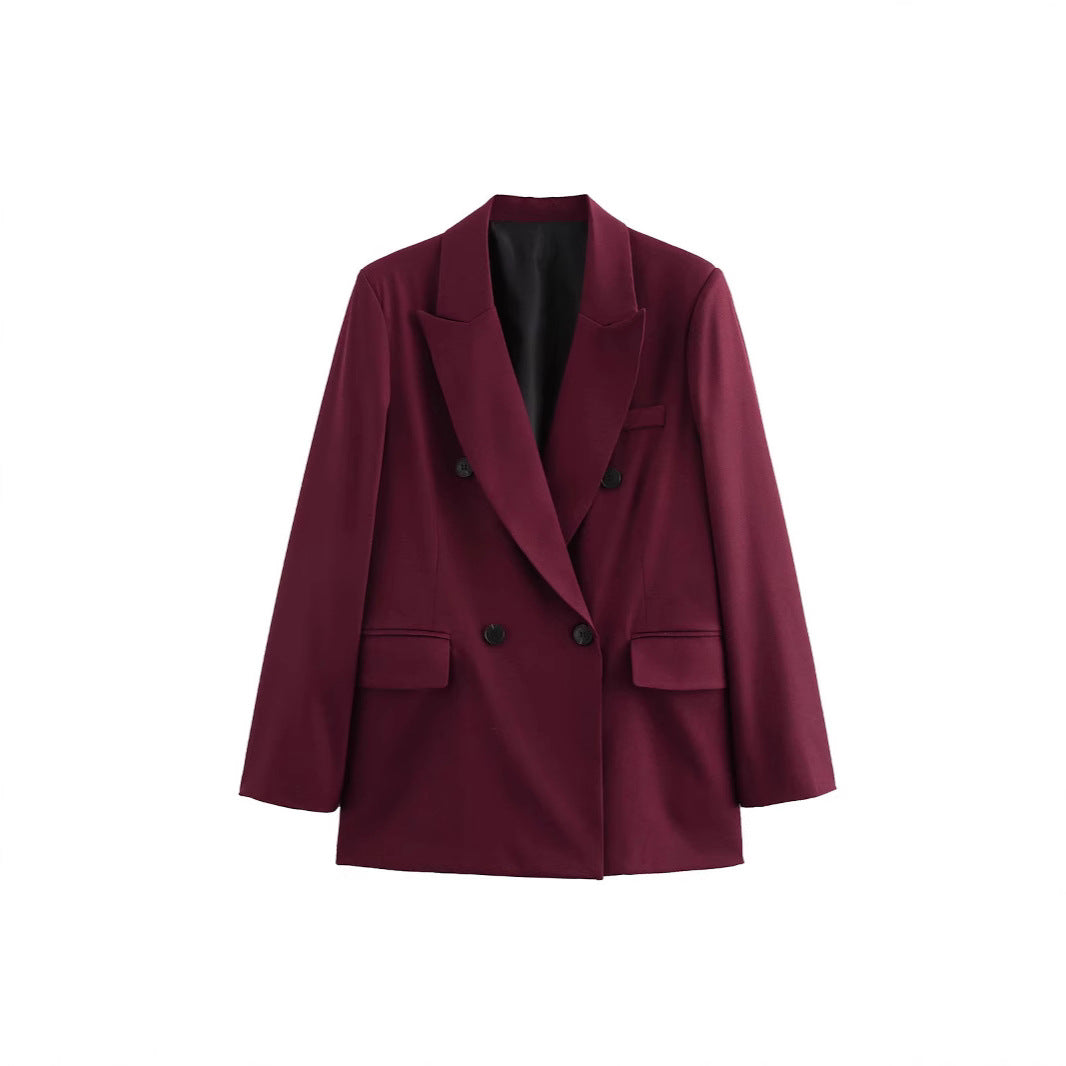 Elegant women's double-breasted blazer in structured fabric Lune London