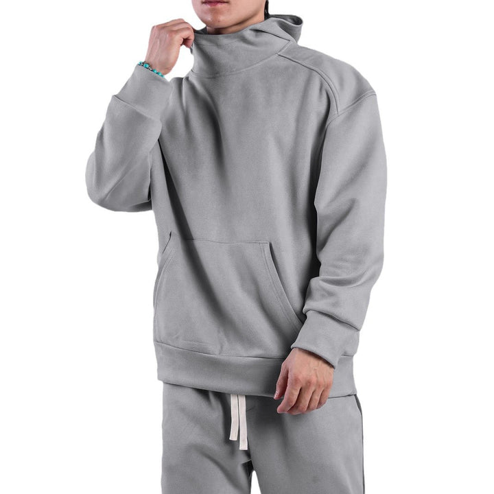 Men's casual hooded sweatshirt with high collar and practical kangaroo pocket Lune London