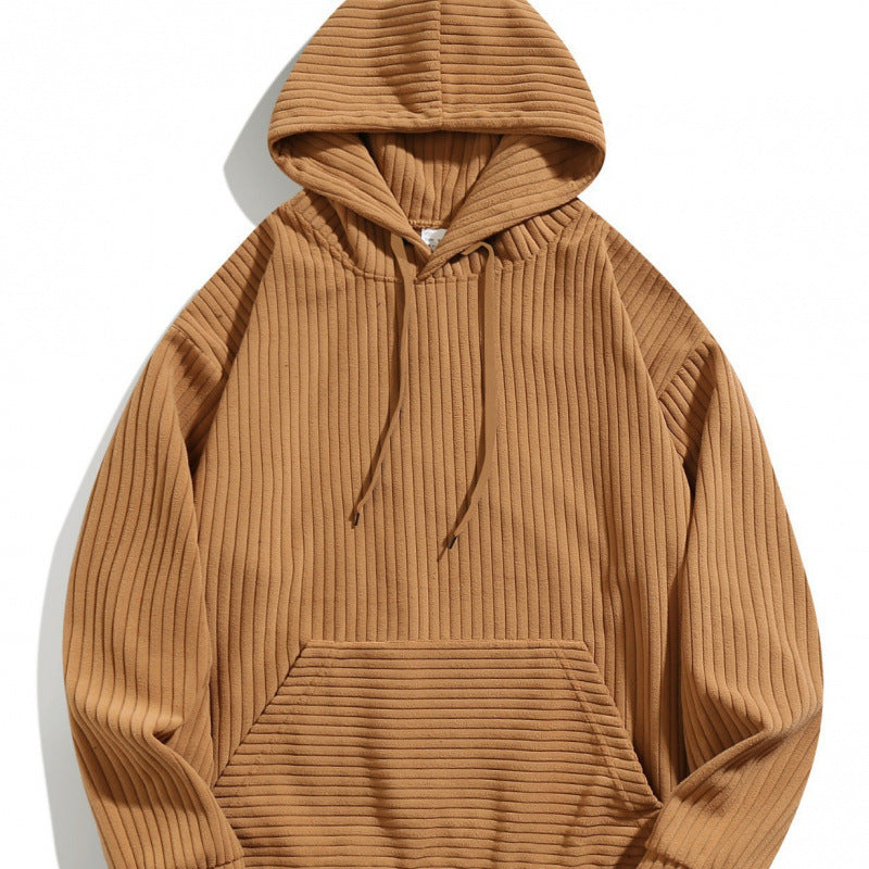 Men's casual hoodie with a textured striped pattern and practical pockets Lune London