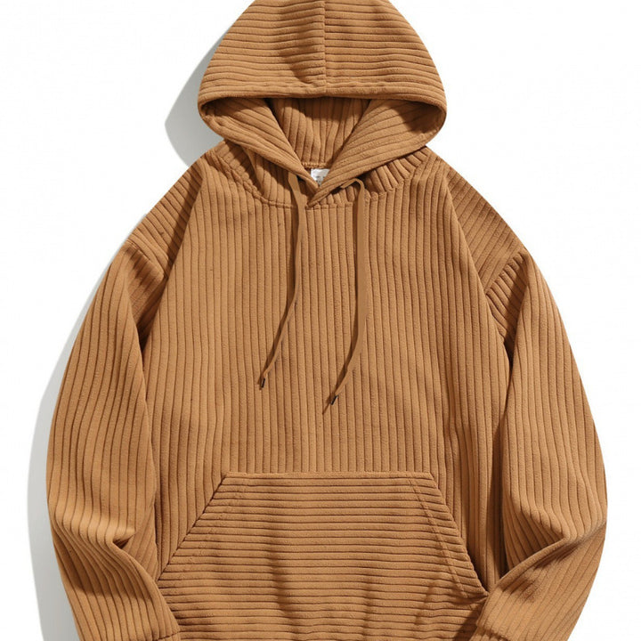 Men's casual hoodie with a textured striped pattern and practical pockets Lune London
