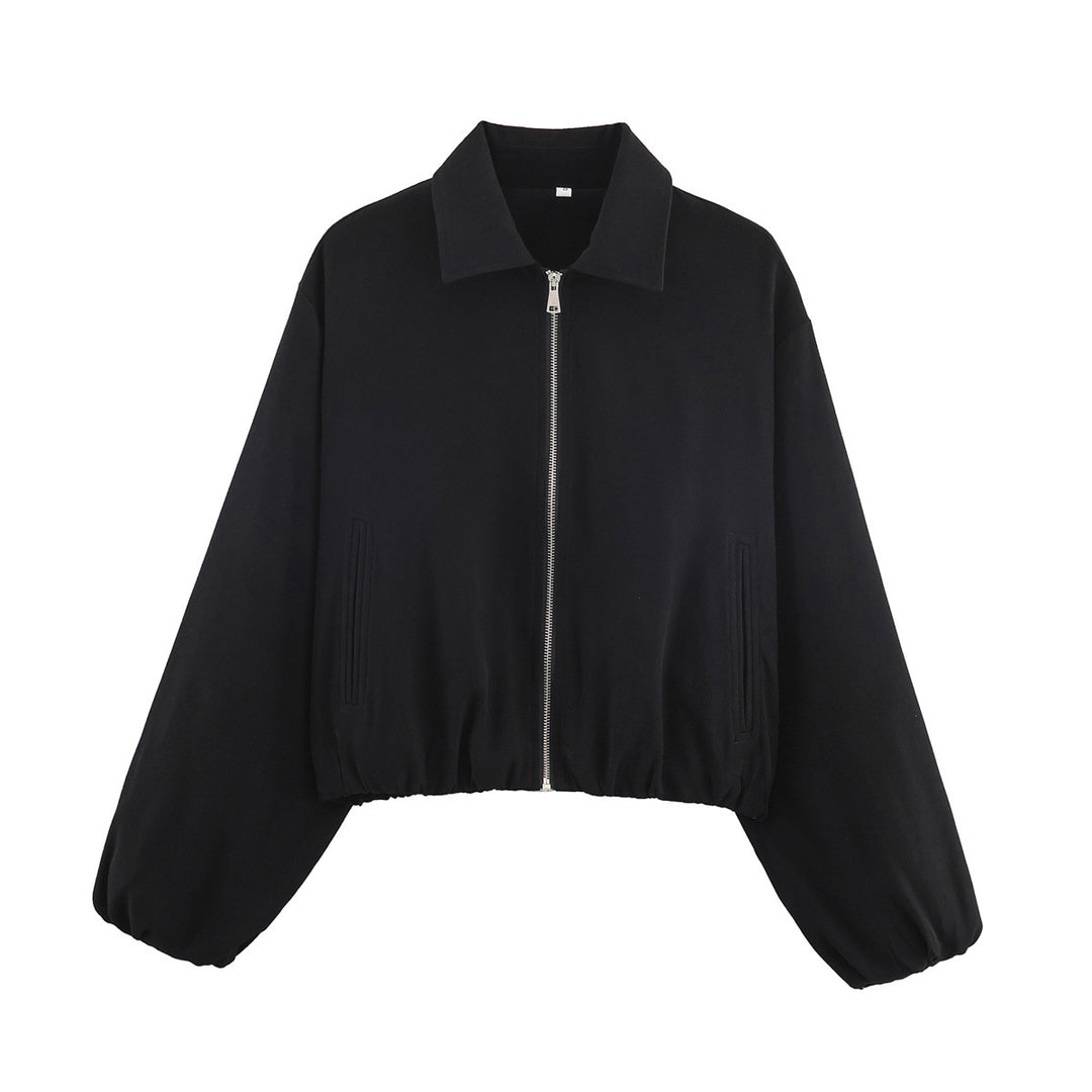 Transitional jacket for women with elastic waist and high collar Lune London