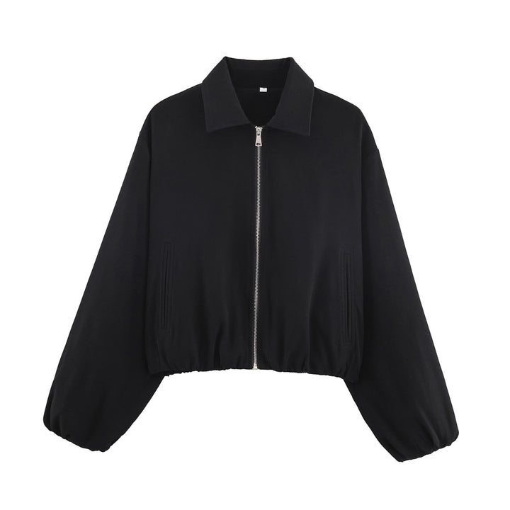 Transitional jacket for women with elastic waist and high collar Lune London