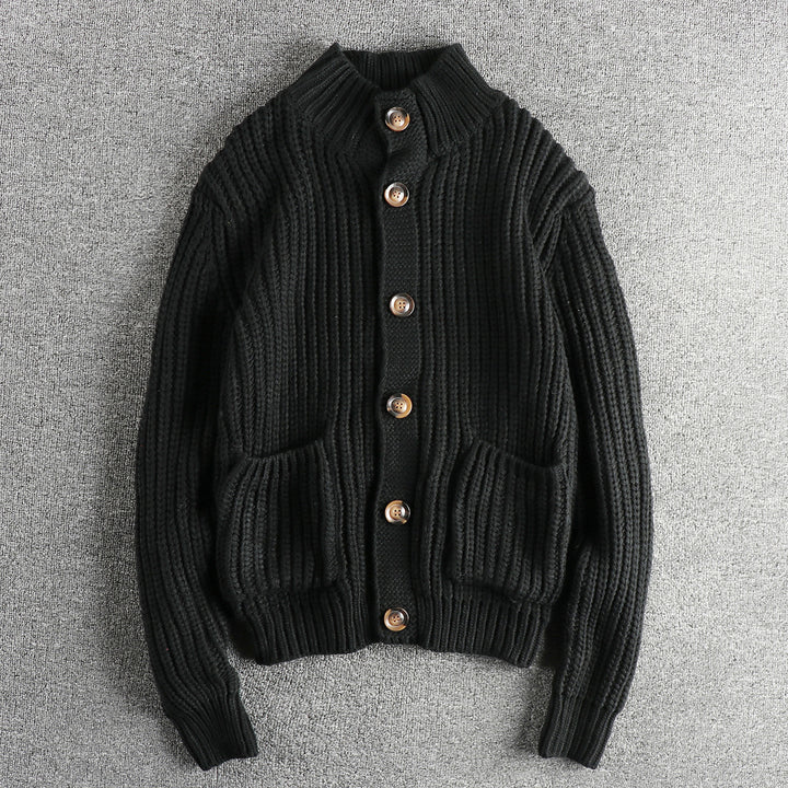 Knit jacket for women with large pockets and button closure Lune London