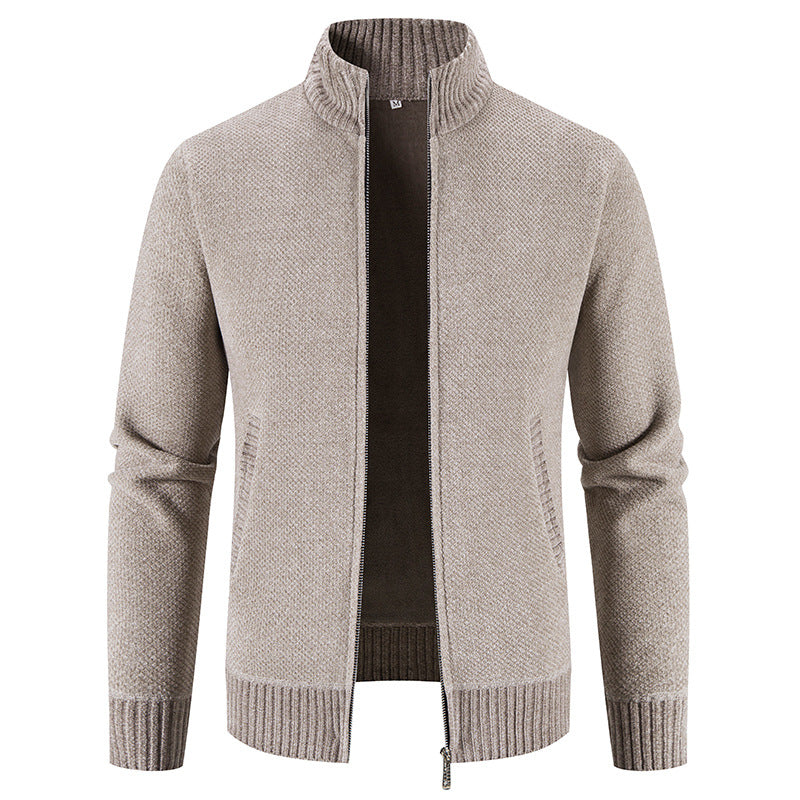 Trendy knitted jacket for men with high collar and zipper Lune London