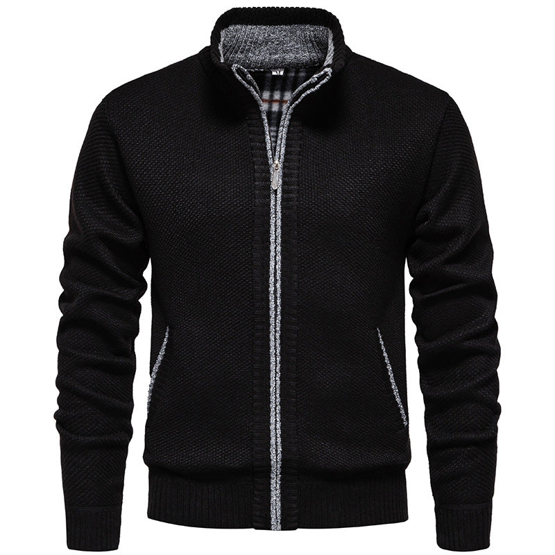 Stylish knitted jacket for men with high collar and practical pockets Lune London