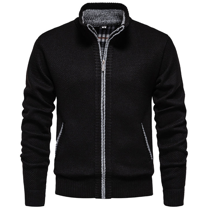 Stylish knitted jacket for men with high collar and practical pockets Lune London