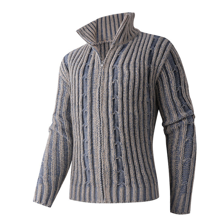 Fashionable knit jacket for men with high zipper and unique pattern Lune London