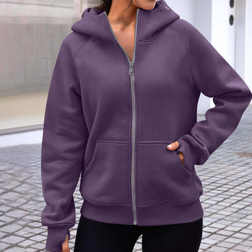 Ladies comfortable and stylish zip hooded sweatshirt Lune London
