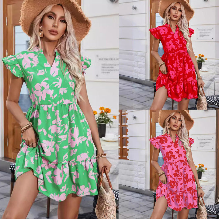 Ladies Dream Collar Floral Mini Dress Lune London