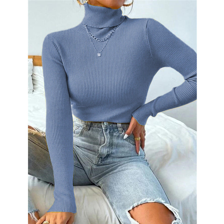 Women's Elegant Turtleneck Sweater with Fine Ribbed Texture Lune London