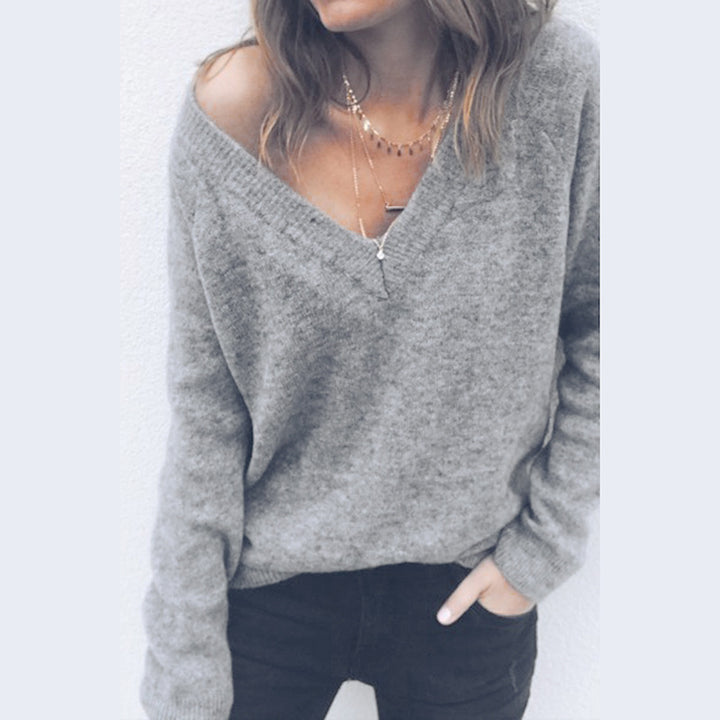 Pull femme avec col en V et coupe décontractée Chic & Stil