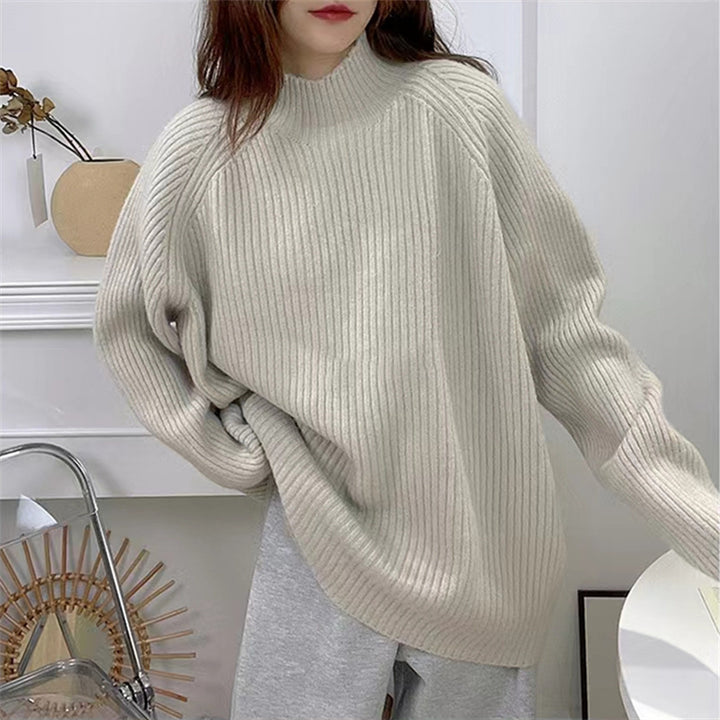 Pull en tricot épais pour femme avec col montant et coupe décontractée Chic & Stil