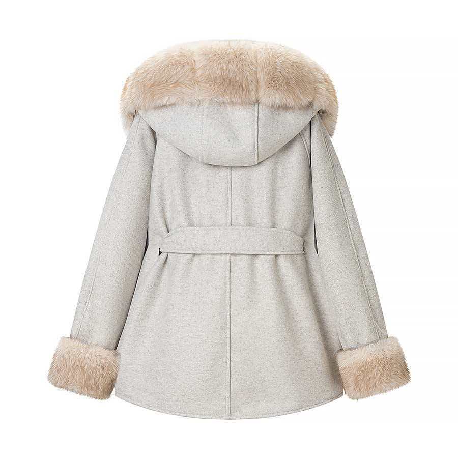 Veste en laine stylée pour femme avec capuche amovible et doublure en teddy Chic & Stil