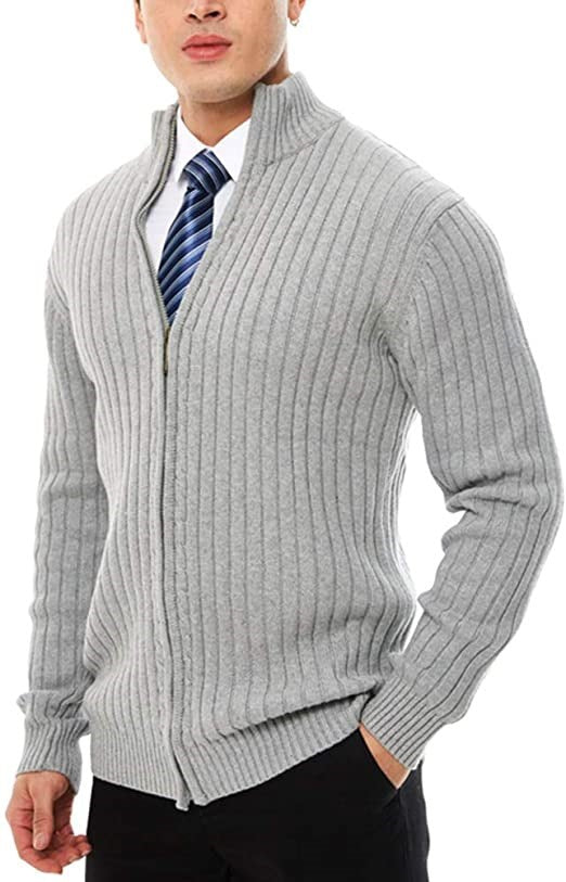 Men's knit jacket with modern zip closure details and a fine ribbed pattern Lune London