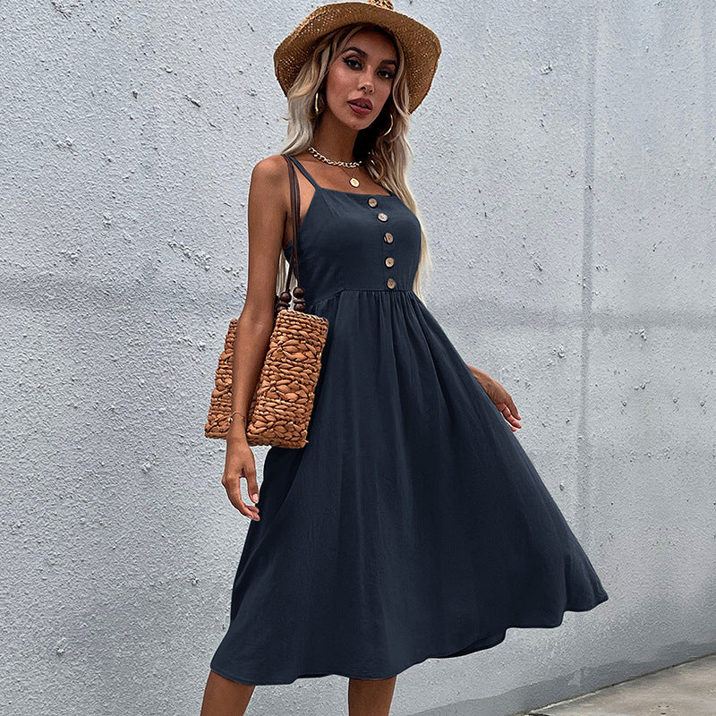 Chic and Stylish Button Midi Dress
