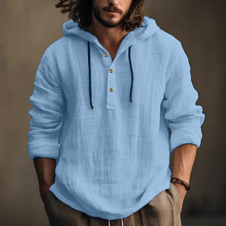 Men's casual hoodie with button placket and comfortable fit Lune London