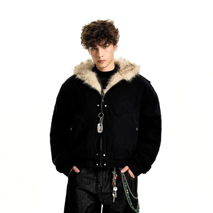 Lune London | Women's Winter Jacket Sporty Hood Faux Fur Collar Polyester