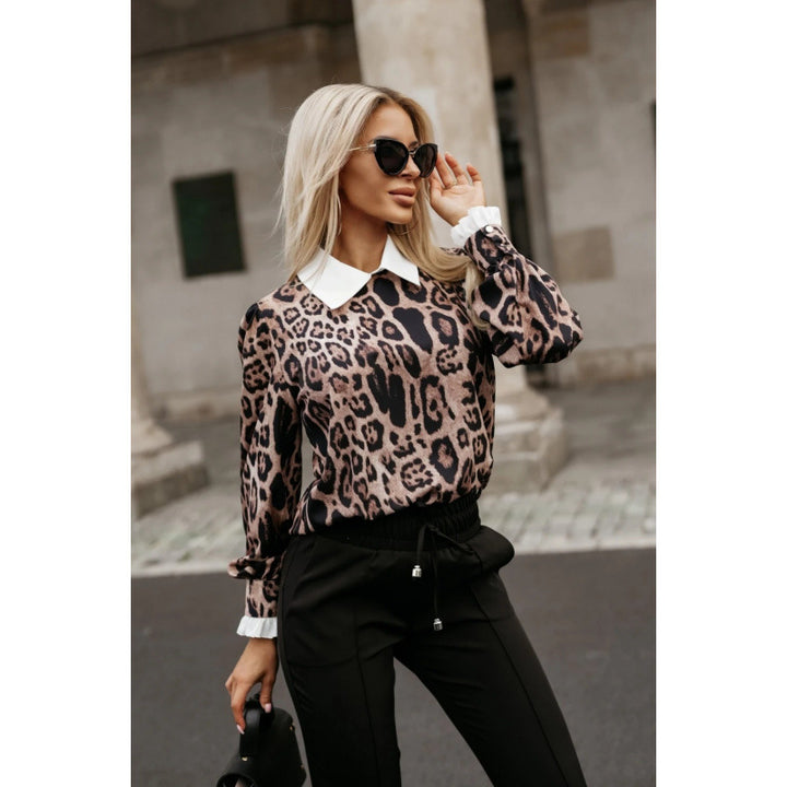 Blouse pour femmes avec motif léopard et col tendance Chic & Stil