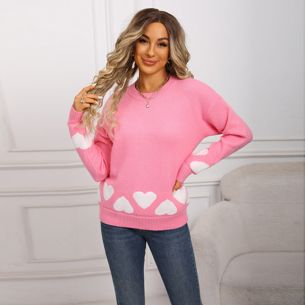 Pull à la mode pour femmes avec design de cœur et matériau doux Chic & Stil